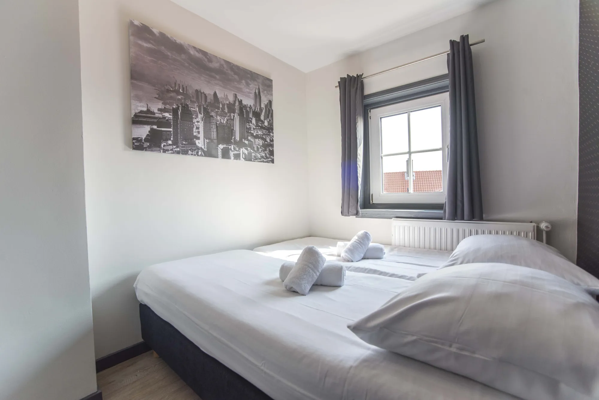 Double bed with fresh linen